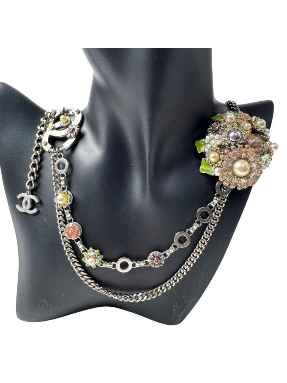 Chanel 05P Floral Chain Belt Necklace 2-Way CC Logo